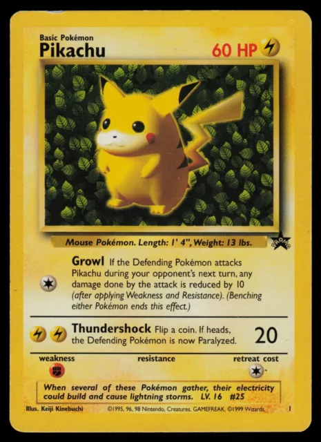 Pikachu - 1 - Pokemon Black Star Promo Rare Card Ivy WOTC - MP/Very Good