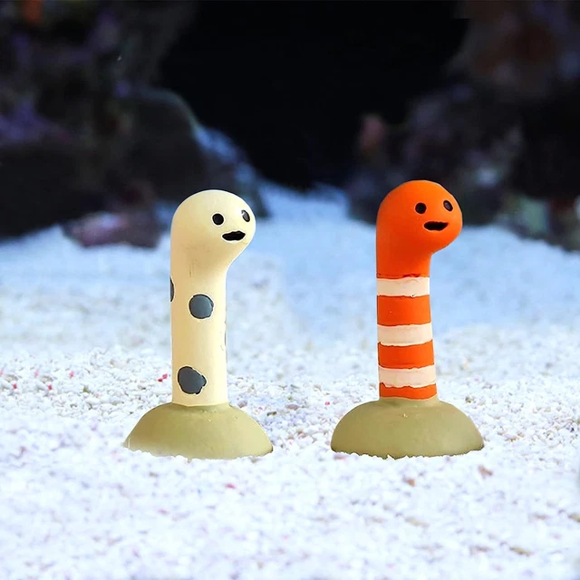 FuninCrea 2 Pcs Mini Aquarium Ornaments, Cute Resin Fish Tank Decoration Moray