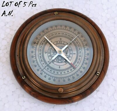 Compass Nautical Brass Sundial Navigational Compass 6" Ship Compass Set of 5
