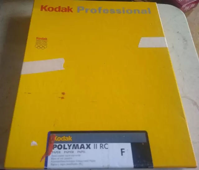 OPEN BOX ~HALF LEFT*50ish KODAK POLYMAX II RC F GLOSSY 8x10 B&W PHOTO PAPER