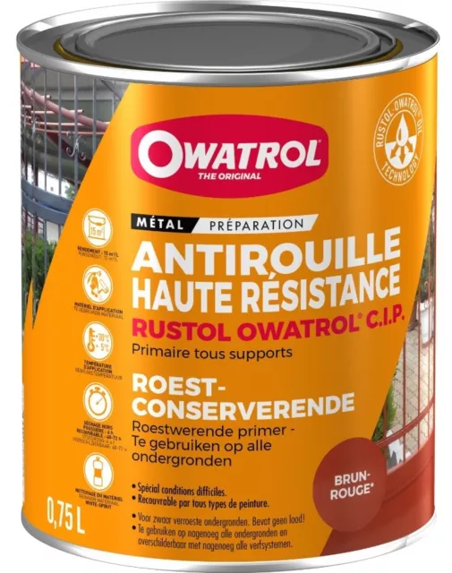 Peinture primaire sous couche antirouille haute résistance RUSTOL CIP 0.75l prot