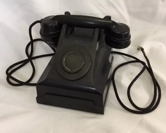 Vintage TEL Bakelite Telephone Old Style Wind Up No Dial Untested Prop Display