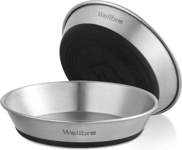 Cat Bowls, 2 Pcs Stainless Steel Cat Bowls for Food and Water, Whisker Fatigue S
