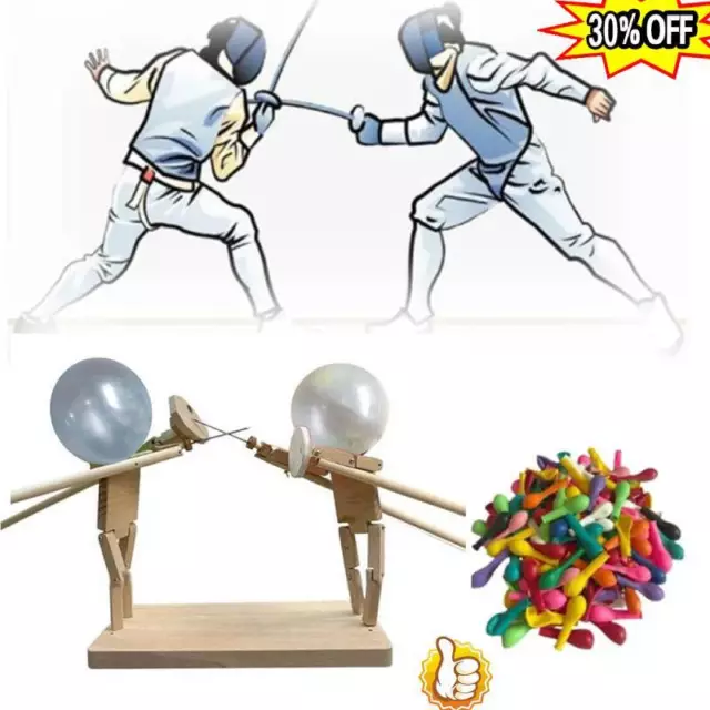 BALLOON BAMBOO MAN Battle - 2024 New Handmade Wooden Puppets-50%- Fencing  N2K6 $16.78 - PicClick AU