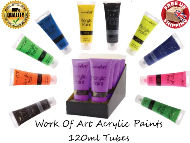 2x Acrylic Paint Tube Set All Colours Crafts Artists Acrylic Painting 120ml
