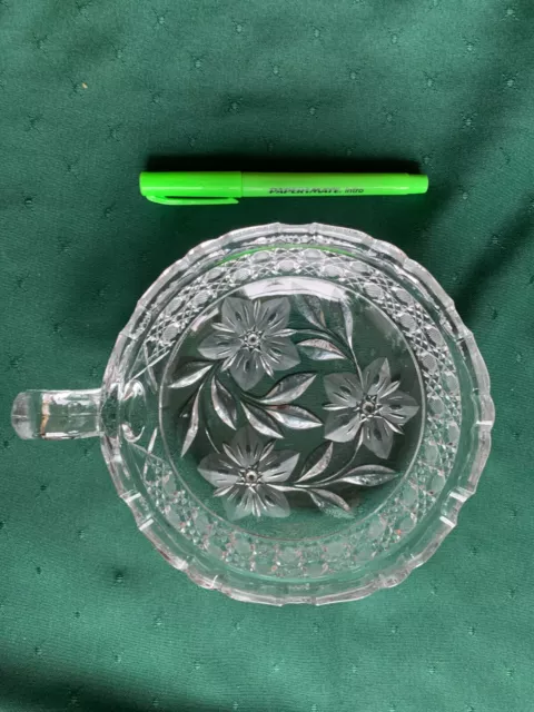 Vintage Brilliant Cut Crystal Glass Saw Tooth Rim Candy Dish Bowl with handle