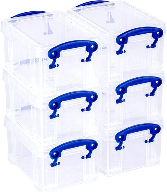 REALLY USEFUL BOX 0.3 Litre Plastic Storage Box Clear (Pack of 6) 19.
