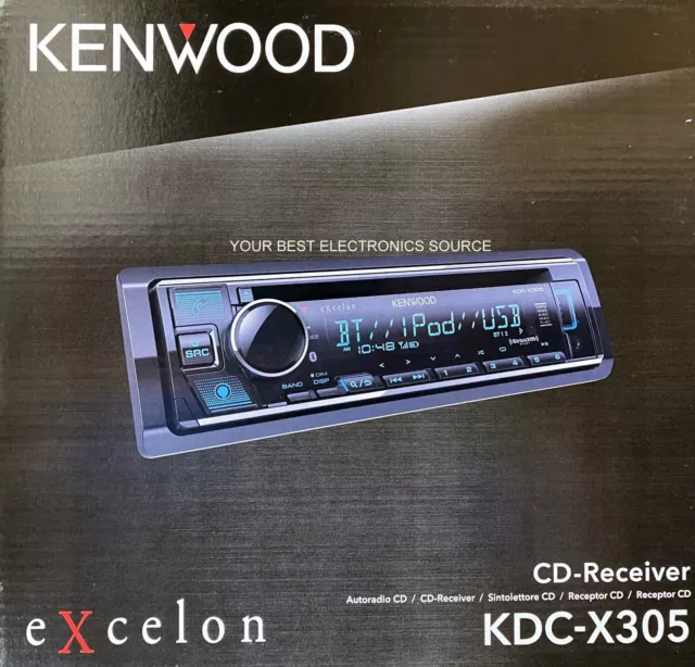 NEW Kenwood KDC-X305 1-DIN Car Audio Stereo Receiver, CD/AM/FM w/ Bluetooth