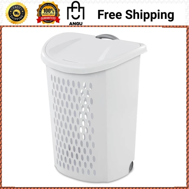 ULTRA WHEELED HAMPER Plastic Laundry Basket With Wheels White, For
