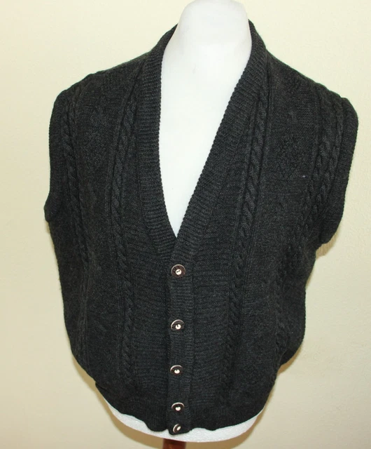 Anthrazit 100% Wolle Trachten Walk Weste  Gr Xxl  Herren Strick Zopf Oktoberfest