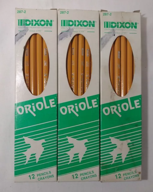 Vintage Dixon Pencils Oriole No. 287-2 (36 Total) Made in USA - 3 Boxes NOS