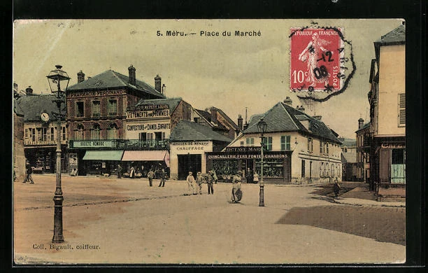 CPA Méru, Place du Marché 1918