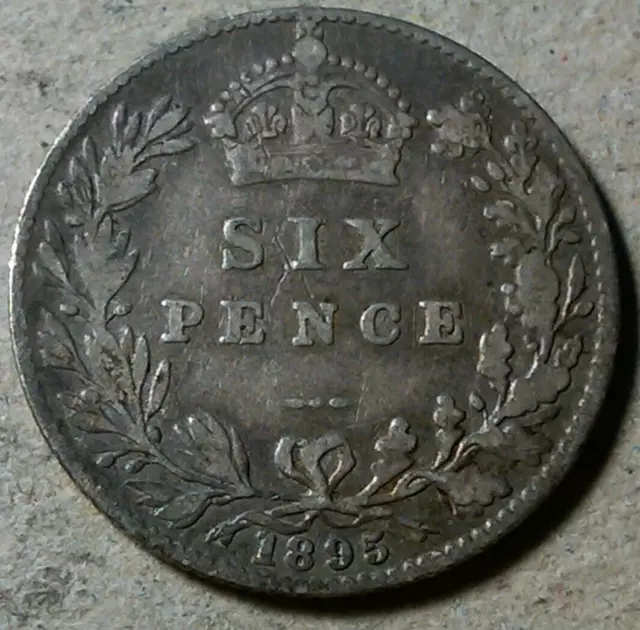 Great Britain 6 pence sixpence 1895 Victoria Wedding coin gift 0.925 silver