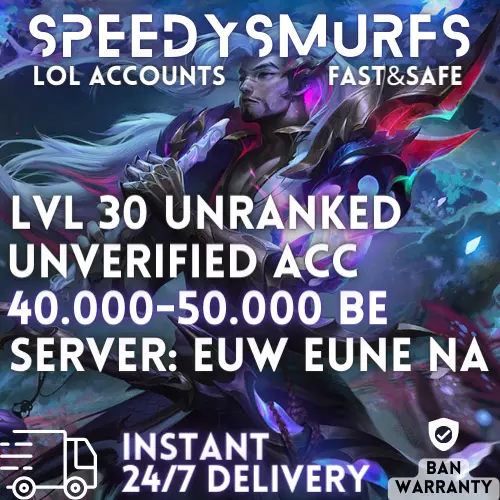 BANSAFE! Lol Smurf League of Legends 40-50K Account Unranked Level 30 EUWEUNENA