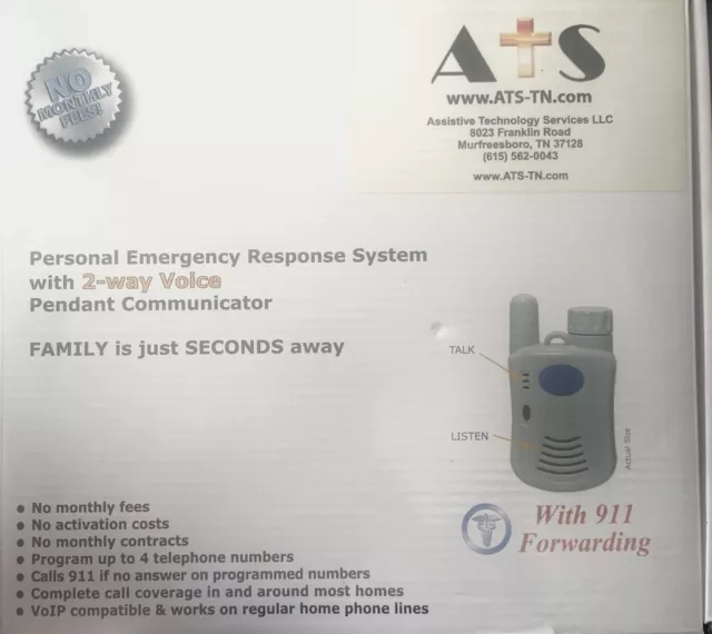 ATS PERSONAL EMERGENCY Response System 2 Way Voice Pendant - NO FEES ...