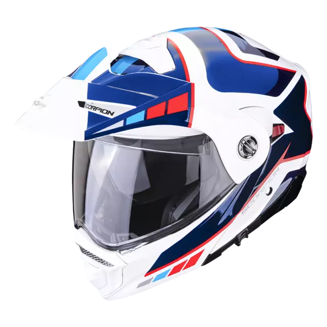 Scorpion ADX-2 Camino Pearl White-Blue-Red Adventure Helmet - New! Fast Shipp...