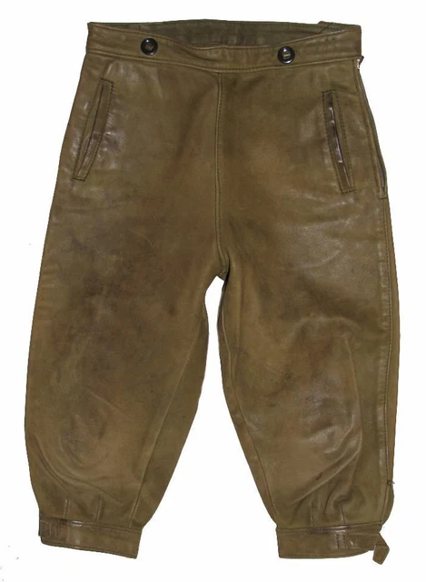 Speckige Donne- Kniebund- Pantaloni IN Pelle/Pantaloni Folcloristici Cuoio Oliva