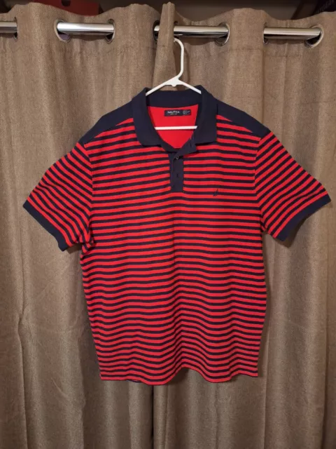 NAUTICA XXL POLO shirt Black logo Black and Red stripes $10.00 - PicClick