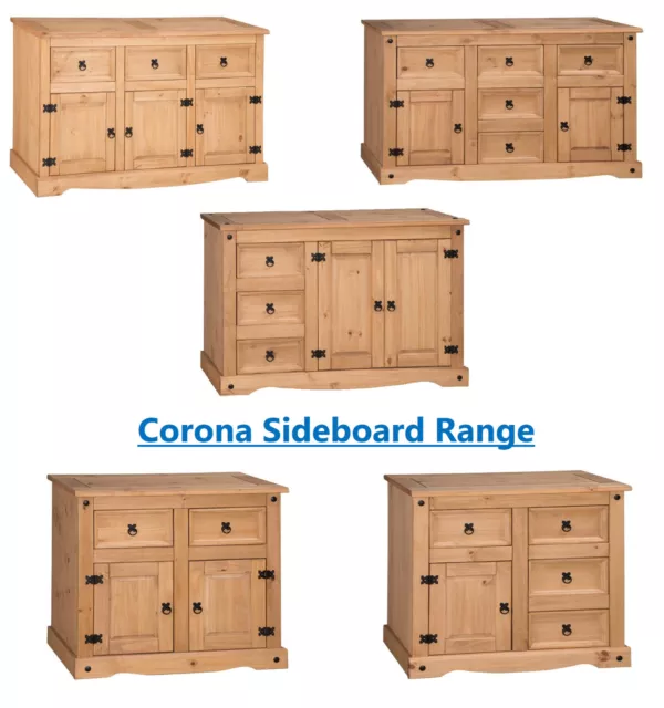 Corona Sideboard Large Small Low Solid Pine Dining And Living Room Furniture