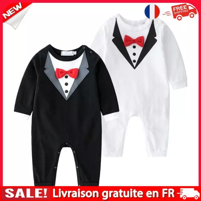 Gentlemen Toddler Baby Boys Romper Long Sleeve Bow Decor Cute Spring Jumpsuits