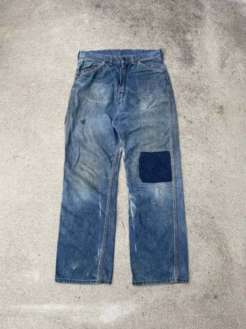 Vintage 60’s Distressed Workwear Repaired Carpenter Denim Jeans Men’s 30x30 USA