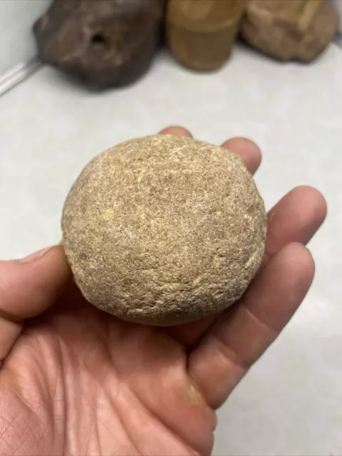 MLC 824 Round Stone Gameball - Hammerstone Southern Indiana Artifact X Dr Skaggs