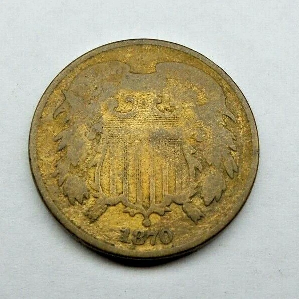 1870 US TWO 2 Cent Shield Piece  - In God We Trust Motto  - C788