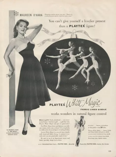 1953 PLAYTEX WHITE Magic Girdle Ad Movie Hollywood Star Maureen O
