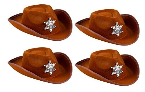 Cowboy Sheriff's Hat for Kids - 4-Pack Novelty Children Cowboy Western Hats w...