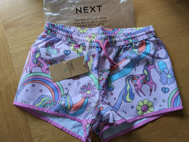 Girls Beach Shorts Age 8-9-10 Years From Next Bnwt Unicorn Print Quick Dry Swim