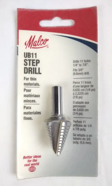 Malco UB11 Step Drill - Drills 11 Holes 1/4" to 7/8" NEW Machining Tool Bit