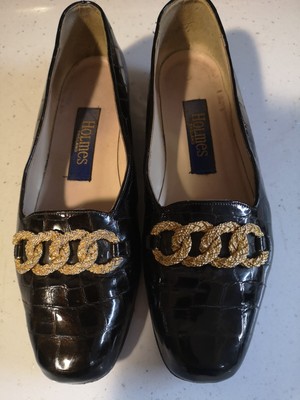 Primark Coccodrillo Mocassini Marrone con catena oro misura 4 Scatola Nuovo di zecca senza 