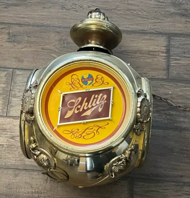 RARE 1972 Hanging SCHLITZ 4 Sided DIVER ROTATING Lighted CLOCK/Sign Works READ