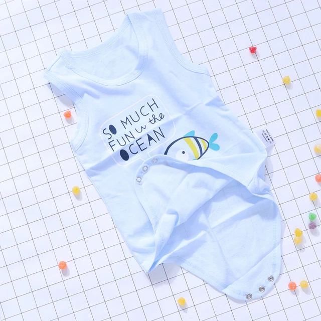 Abbigliamento estivo neonato 80 cm cotone cartone animato arrampicata senza maniche
