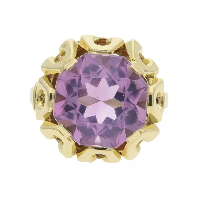 Damenring 585/000 (14 Karat) Gelbgold mit Amethyst, getragen 25322317 Größe 55 2