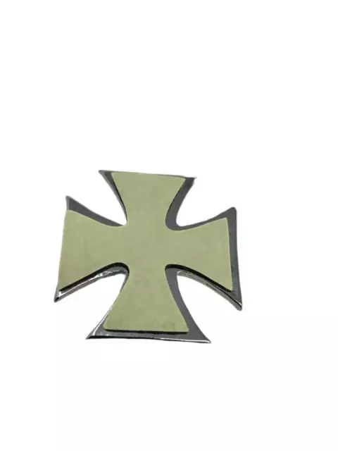 Maltese Cross Inset Skulls Metal Emblem Tank/Bike Decoration 2