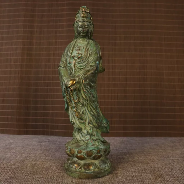 Collect China old copper bronze gilt handmade Free guanyin exquisite statue