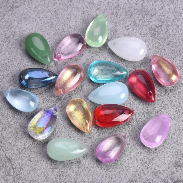 10 Stück Tropfen 14x8mm Kristall Glas Oben Gebohrt Anhänger Lose Perlen