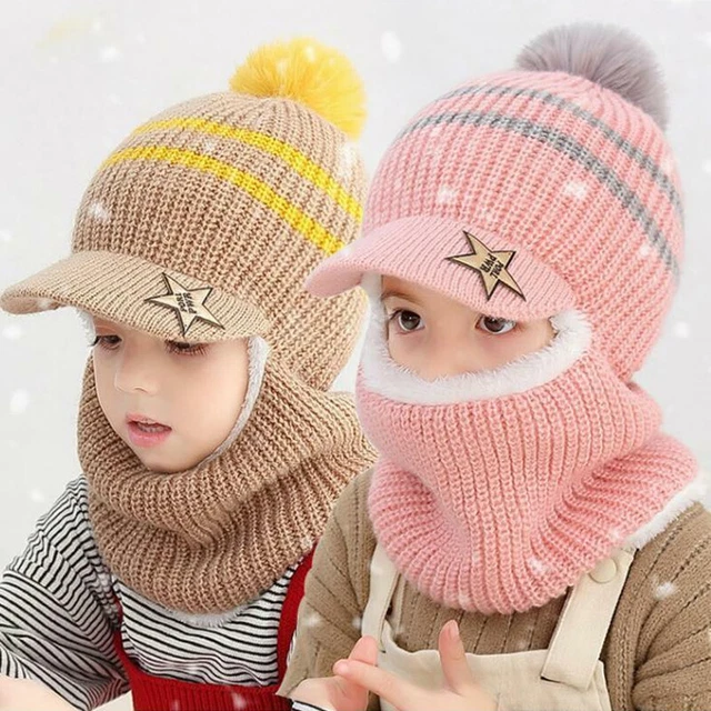 Cappello caldo inverno caldo inverno bambino bambine sciarpa con cappuccio earflap lavorato a maglia CVM