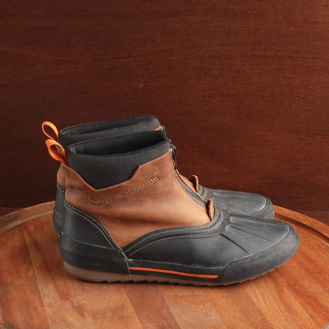 CLARKS DUCK BOOTS Mens Size 8 Brown Black Bowman Leather Waterproof Front Zip 29.95 PicClick