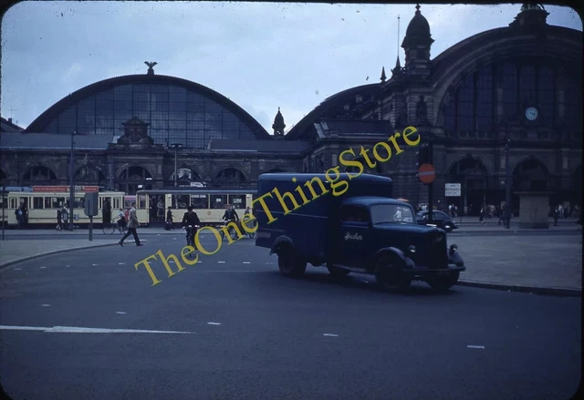 Frankfurt Germany Street Car Station 1950s 35mm Slide Red Border Kodachrome