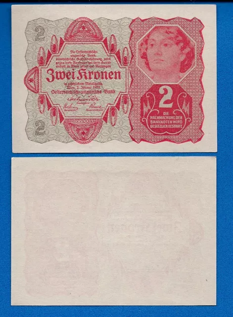 Austria P-74 Two Kronen Year 1922 World Currency Money Uncirculated Banknote