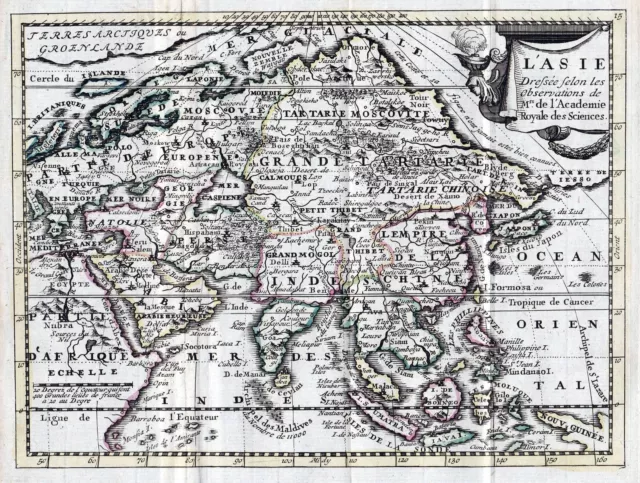 Asia continent China Japan Philippines Korea Arabia map Karte carte Leth 1740