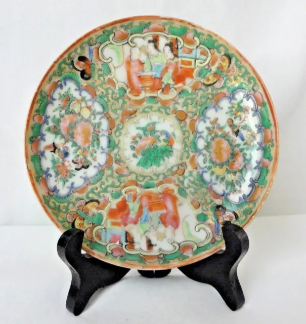 Antique Chinese Porcelain Rose Medallion Plate 5 1/4"
