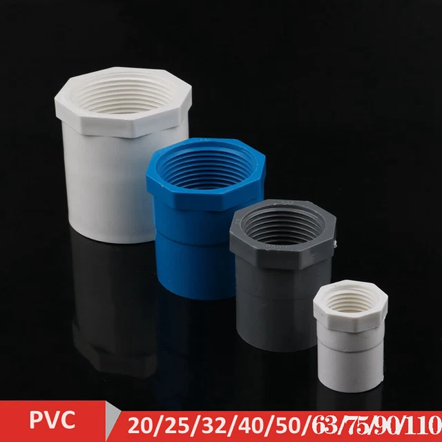 PVC PIPE STRAIGHT Socket Connectors Female Thread Blue White Grey 20mm ...
