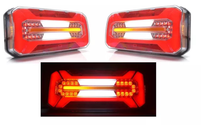 12/24V LED Arrière Fluo Queue Lampes 2x Feux W/Dynamic Clignotants pour Scania