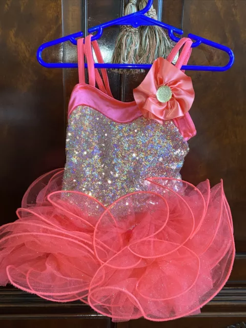 Weissman Hot Pink Tutu Sequined Dance Costume Sz Child XSC Excellent Condition