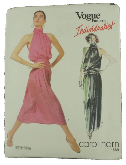VOGUE SEWING PATTERN 1689 Carol Horn Individualist Evening Halter Neck Dress  10 $45.95 - PicClick