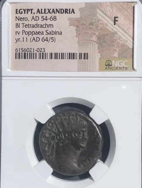 Nero Poppaea Sabina Egypt Alexandria BI Tetradrachm AD 54-68 yr.11 NGC F