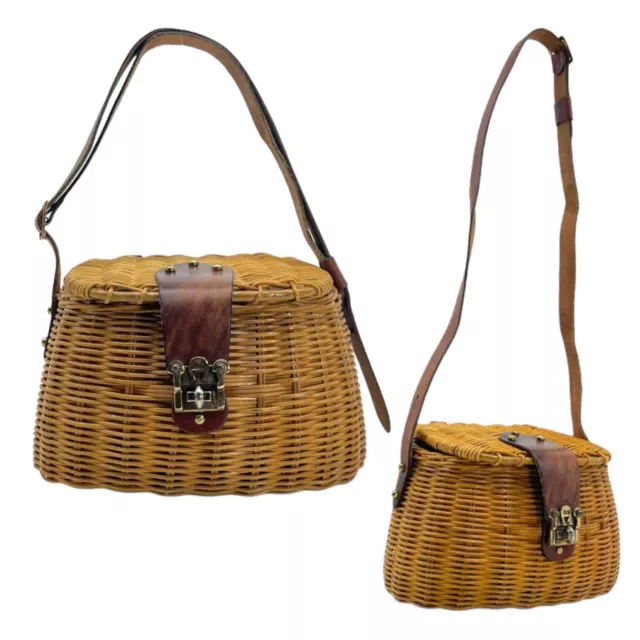 Vintage 50s ETIENNE AIGNER Handmade Woven Wicker Handbag Creel Shoulder Bag RARE